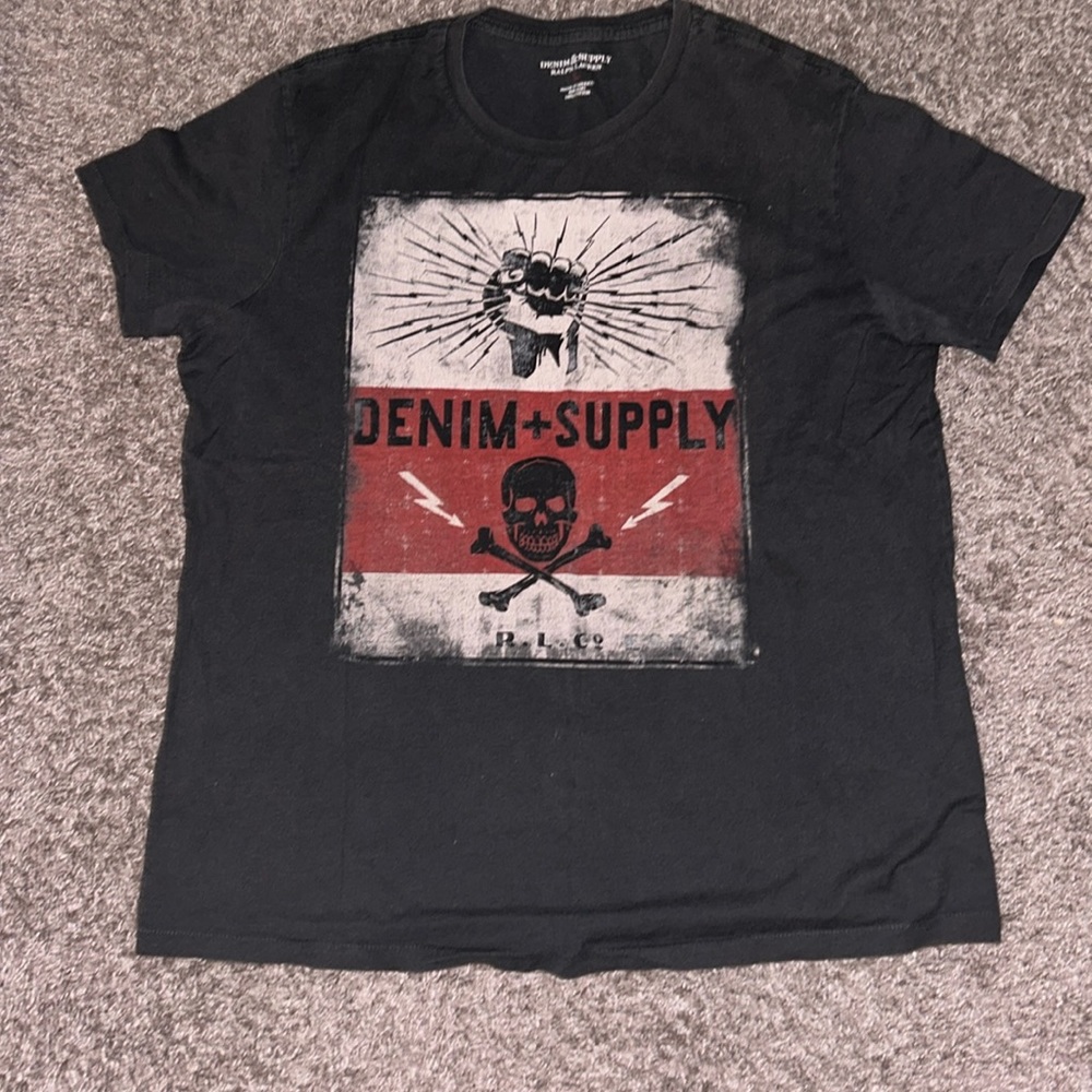 Denim & Supply Ralph Lauren Shirt Mens Large Dark Gray Graphic Tshirt.